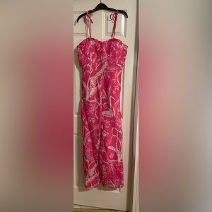 NWT pink and white linen jumpsuit